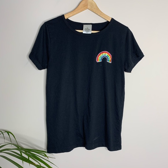‘OVER IT’ RAINBOW PATCH GRAPHIC TEE - Picture 2 of 5